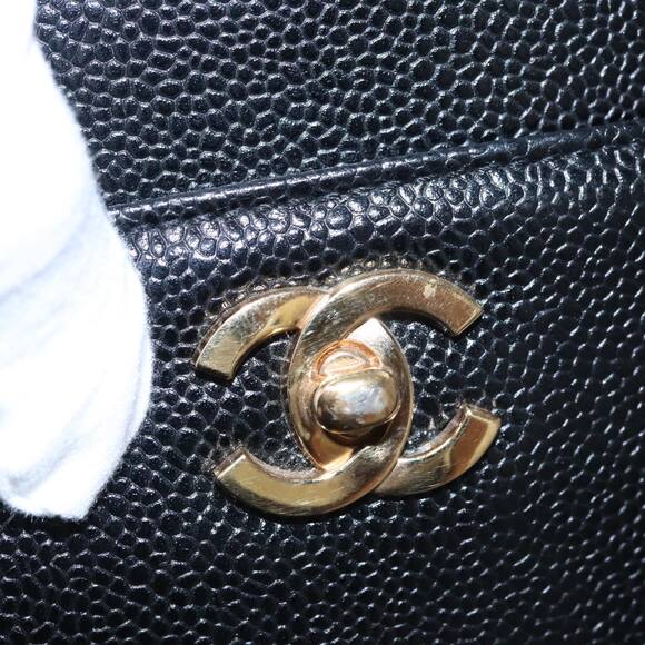 CHANEL Coco Mark Tote Bag Caviar Skin Black Gold CC - Picture 10 of 16